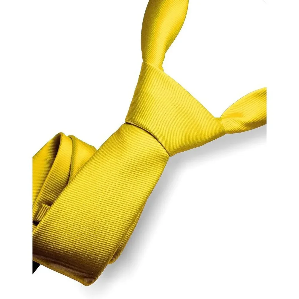 Men's Solid Color Tie Formal Necktie for Gift For Brother Father Yellow